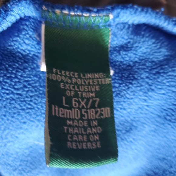 L.L Bean Kids' Fleece-Lined 3-in-1 Jacket Black/Deep Sapphire 6x/7 - Picture 9 of 10